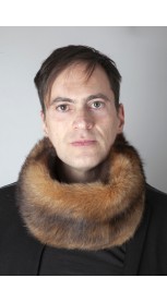 Brown polecat fitchew fur neck warmer - unisex